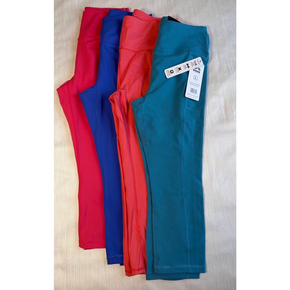 4 (Four) RBX Women Leggings Capri High Waisted Pull On Stretch Athletic Large